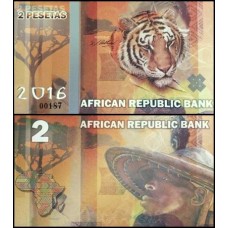 African Republic Bank 2 Pesetas 2017 Fe Tigre de Bengala Fantasia 