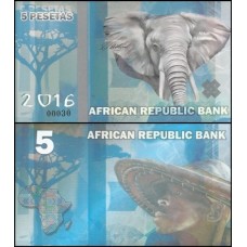 African Republic Bank 5 Pesetas 2017 Fe Elefante Africano Fantasia