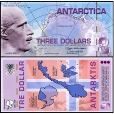 Antarctica 3 Dollars Março 2007 Fe Polímero Fantasia