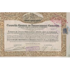 Apólice Spain Espanha Cia General de Ferrocarrilles Catalanes 1924
