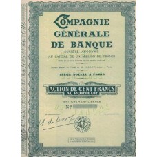 Apólice France França Compagnie Generale De Banque S/A Paris