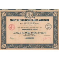 Apólice France França Groupe L' Habitation Franco- Americaine 1923