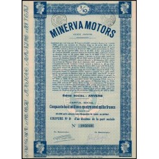 Apólice France França Minerva Motors Anvers Full Sheet of Coupons
