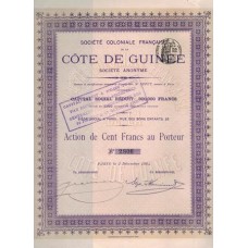 Apólice Guinea Guiné Société Coloniale Française Cote de Guinée