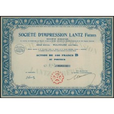 Apólice France França Société D'Impression Lantz Freres 1929