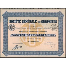 Apólice Madagascar Société Générale des Graphites 1938