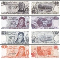 Argentina P-293-296 Fe 1+5+10+50 Pesos 1974 4 Cédulas