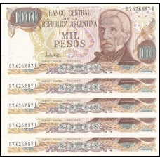 Argentina P-304d.2 Fe 1.000 Pesos ND (1976-82) Lote C/5 Cédulas