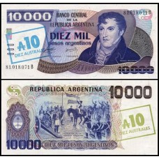 Argentina P-322c Fe 10 Australes On 10.000 Pesos ND (1985)