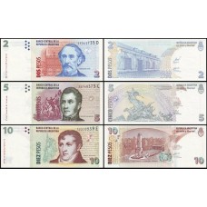 Argentina P-352-354 Fe 2+5+10 Pesos 2002- Fe 3 Cédulas