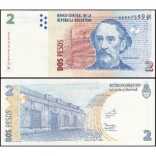 Argentina P-352a.8 Fe 2 Pesos ND (2014) Série M - Bartolomé Mitre