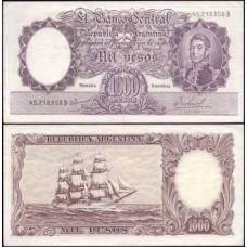 Argentina P-279b Sob 1.000 Pesos ND (1967)