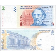 Argentina P-352a.8 Fe 2 Pesos ND (2013) Série K - Bartolomé Mitre