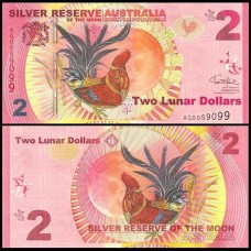 Austrália 2 Lunar Dollars 2017 Fe Ano do Galo Fantasia