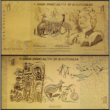 Austrália AU-7 Fe 1 Dollar Folheada a Ouro 24k Fantasia 