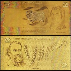 Austrália AU-15 Fe 2 Dollars Folheada a Ouro 24k Fantasia 