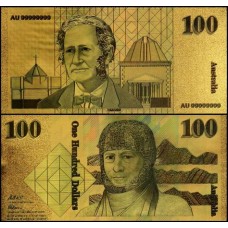 Austrália AU-17c Fe 100 Dollars Folheada a Ouro 24k Fantasia 