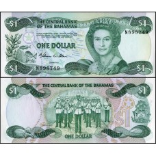 Bahamas P-43a S/Fe 1 Dollar L.1974 (1984) Rainha