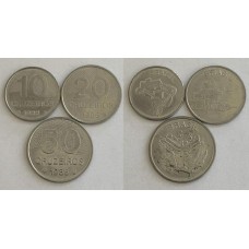 Brasil 10+20+50 Cruzeiros 1986 Inox 3 Moedas (677)