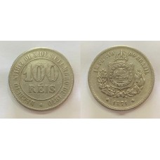 Brasil 100 Réis 1871 V-002 Níquel Mbc/s (103)