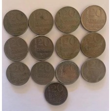 Brasil Lote 13 Moedas 20 Centavos 1967-70 Mbc (534)