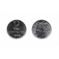 Brasil 2 Centavos 1969 V-291 Fc Inox Efigie Rep. (29)