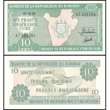 Burundi P-33b.4 Fe 10 Francs 1991