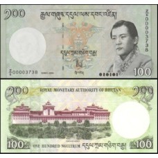 Bhutan Butão P-32ar Fe 100 Ngultrum 2006 Reposição Número Baixo 00000282ed