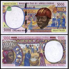 C A S Gabon Gabão P-404Lf Fe 5.000 Francs 2000