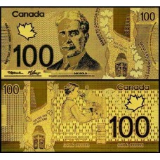 Canadá 100 Dollars Folheada a Ouro 24k Fe Fantasia