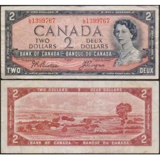 Canadá P-76a Mbc 2 Dollars 1954 (1955) Rainha