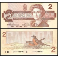 Canadá p-94b.1 Fe 2 Dollars 1987 Rainha