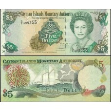 Cayman Islands Ilhas Caimã P-34b Fe 5 Dollars 2005 Rainha