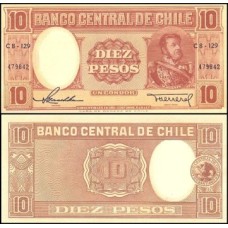 Chile P-120a.1 S/Fe 10 Pesos = 1 Condor ND (1958-59) Manuel Bulnes