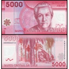 Chile P-163a Fe 5.000 Pesos 2009 Gabriela Mistral Polímero