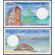 Comoros Comores P-13 Fe 2.500 Francs 1997 Escassa
