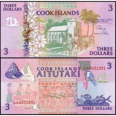 Cook Islands Ilhas Cook P-7a Fe 3 Dollars (1992)