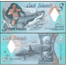 Cook Islands Ilhas Cook P-11a Fe 3 Dollars 2021 Polímero