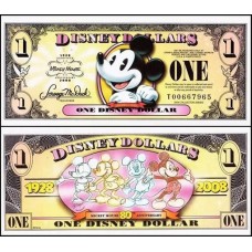 Disney 1 Dollar 2008 Fe Comemorativa 80 Anos Mickey