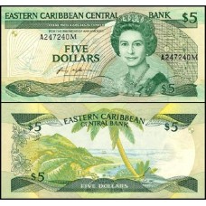 E C S Caribe P-18m Fe 5 Dollars ND (1986-88) Montserrat Rainha