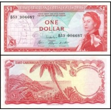 E C S Caribe P-13e Fe 1 Dollar ND (1965) Rainha