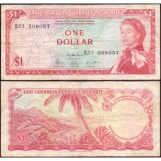 E C S Caribe P-13e Mbc 1 Dollar ND (1965) Rainha
