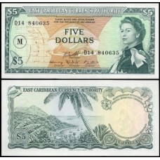 E C S Caribe P-14n Fe 5 Dollars 1965 Montserrat Rainha