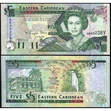 E C S Caribe P-26v Fe 5 Dollars ND (1993) São Vicente Rainha