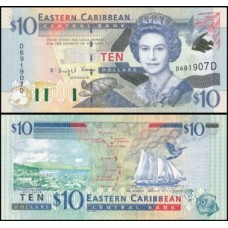 E C S Caribe P-38d Fe 10 Dollars 2000 Dominica Rainha