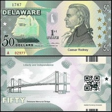 Usa Estados Unidos 50 Dollars 1st State Delaware Polímero Fantasia