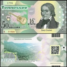 Usa Estados Unidos 50 Dollars 16st State Tennessee Polímero Fantasia