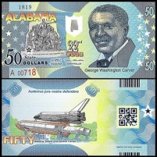 Usa Estados Unidos 50 Dollars 22st State Alabama Polímero Fantasia