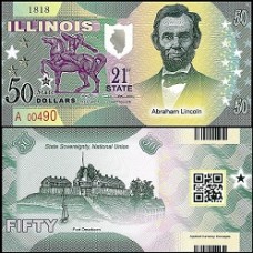 Usa Estados Unidos 50 Dollars 21st State Illinois Polímero Fantasia