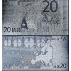 European Union CE-19 Fe 20 Euros Folheada a Prata Fantasia